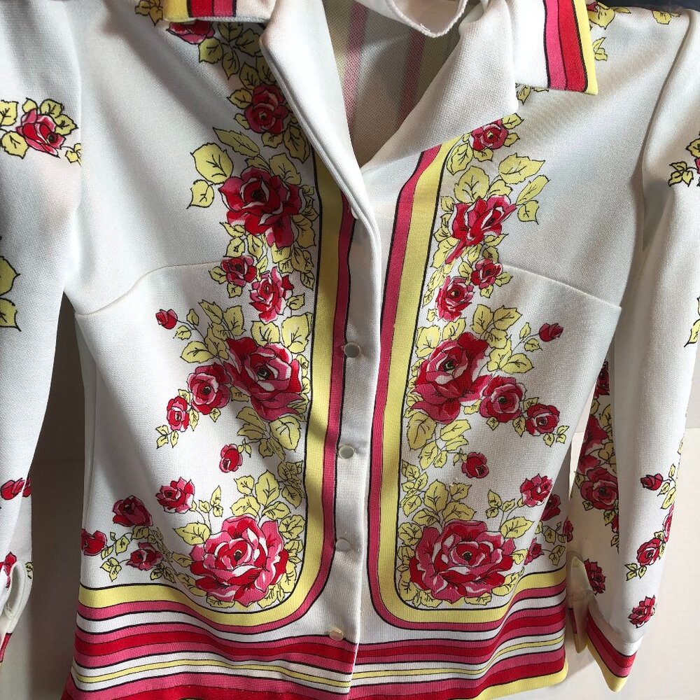 VINTAGE Hamilton 8 Dallas Womens MEDIUM/LARGE? Floral Long Sleeve Blouse